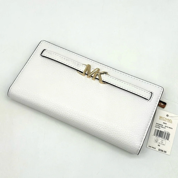 Michael Kors Reed Large Snap Bifold Wallet White/Gold - Picture 6 of 9